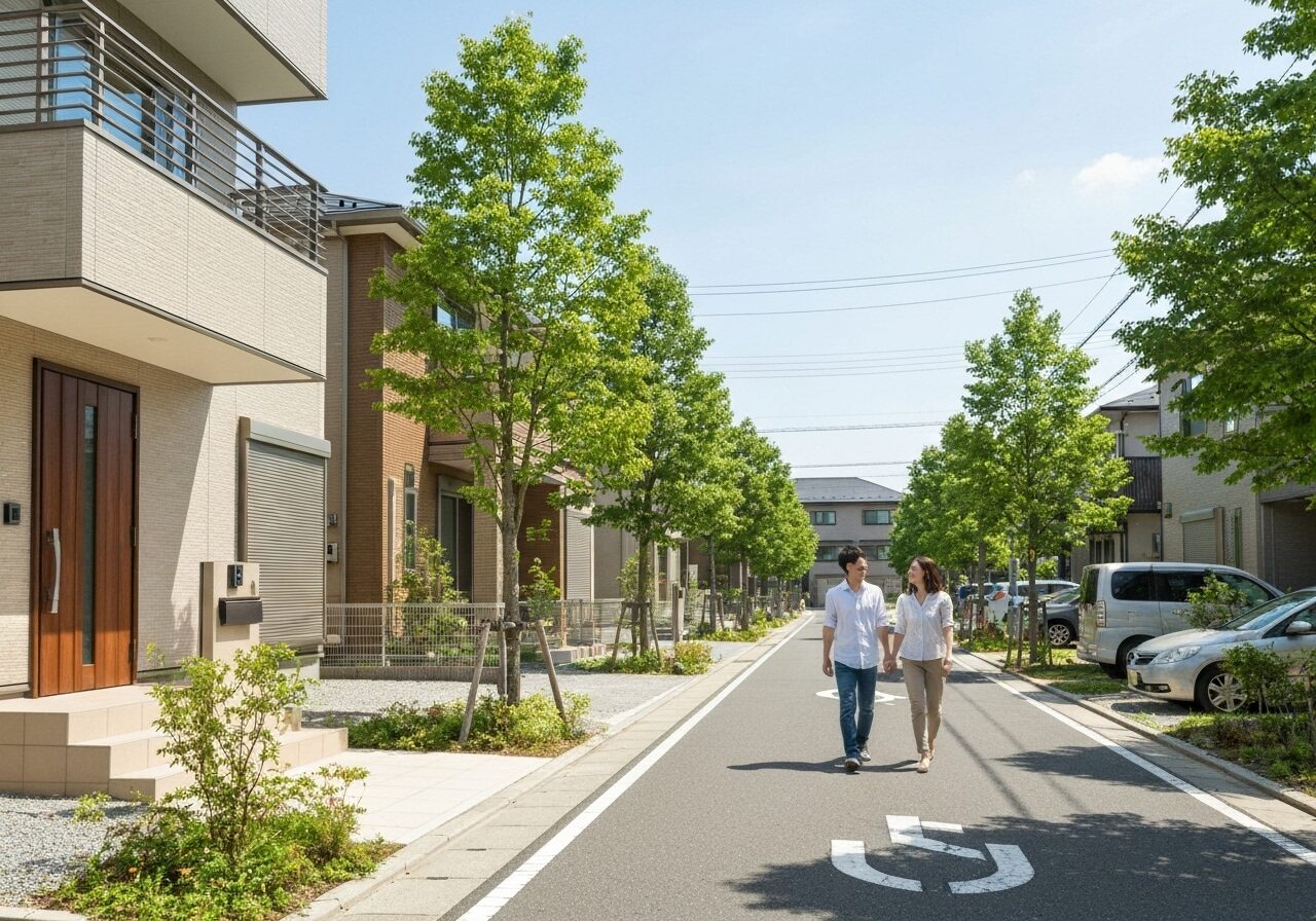 多治見市の閑静な住宅街の美しい街並みと、そこで暮らす人々の穏やかな日常。