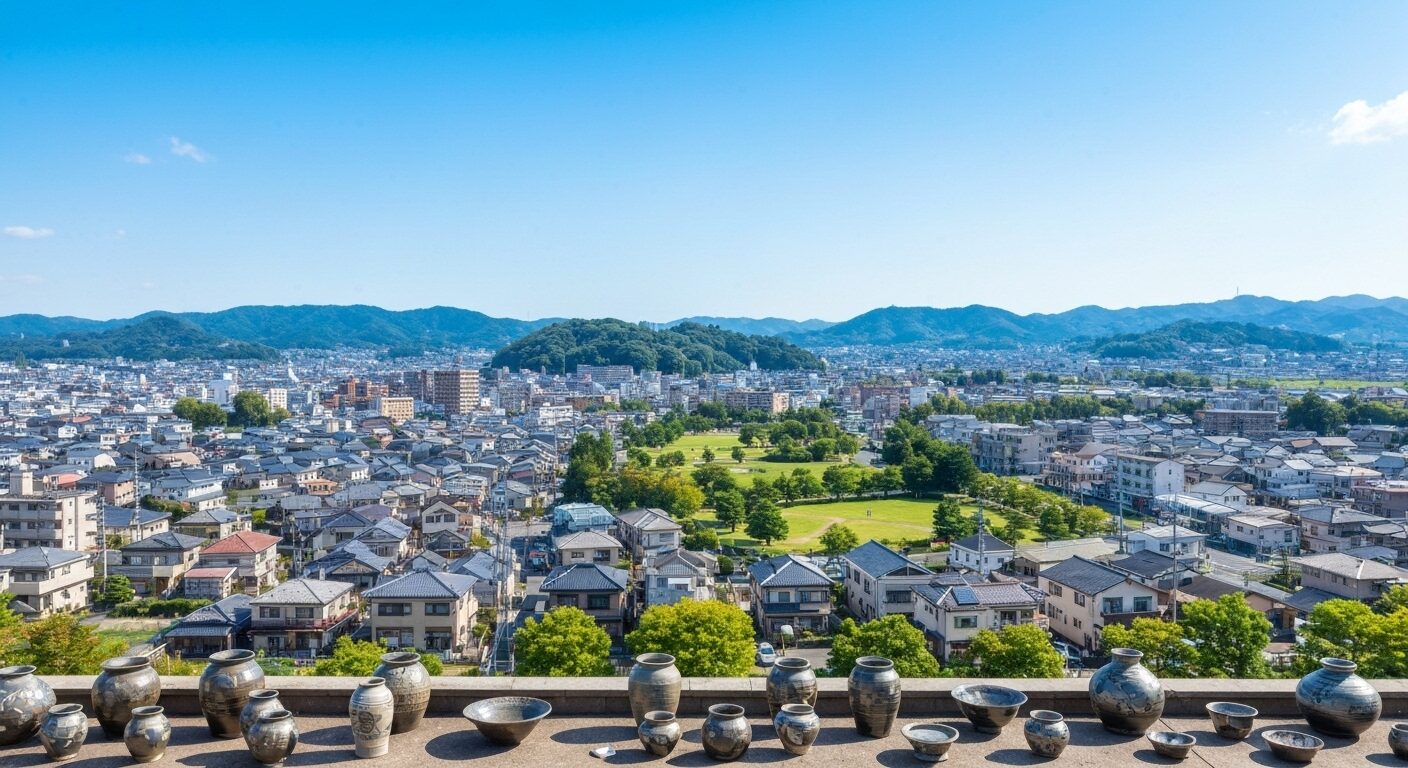 美濃焼の器と緑豊かな公園が調和する土岐市の美しい街並み